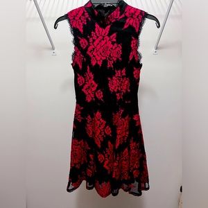 City Studio: Red and Black Floral Sleeveless Dress (Size 3/S)